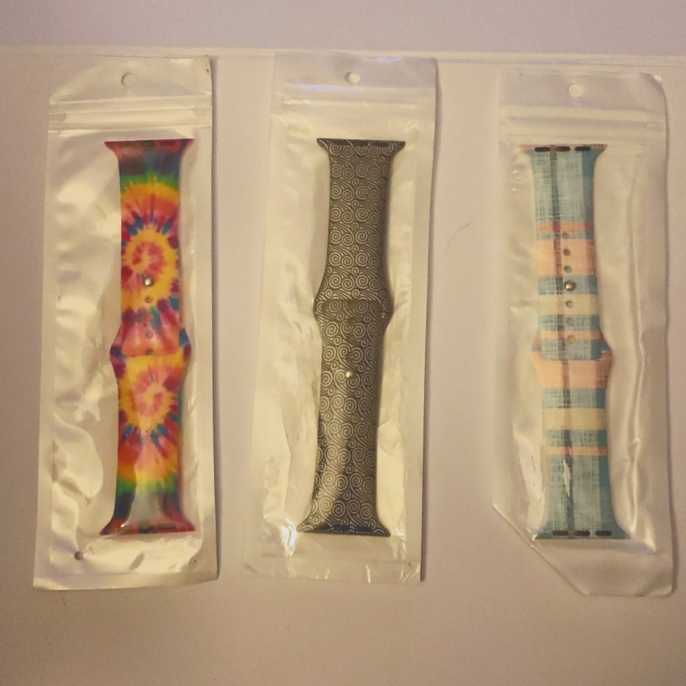 Laffav Set of 3 Apple Watch Straps Size 38/40/41MM Tie Dye, Pastel Plaid & Swirl